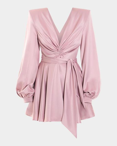 ganni tech knit dress Mélange Rib-Knit Long-Sleeve Mini L9044