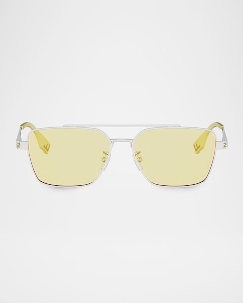 Fendi Men's FF-Logo Rimless Shield Sunglasses | Neiman Marcus