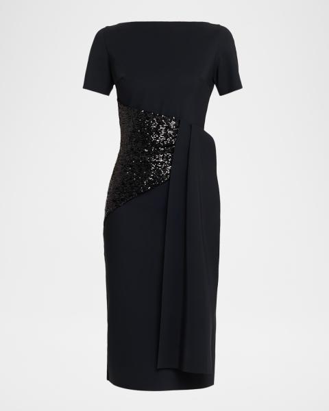 staud brooke beaded crepe midi dress Floral Strapless Strapless