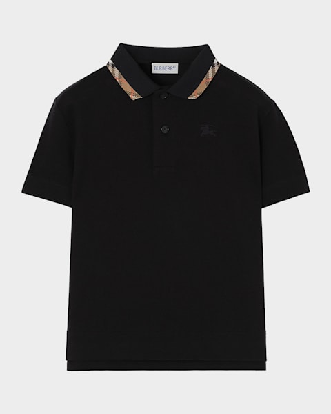 Burberry Boy's Johane Check-Collar Polo Shirt, Size 3-14 | Neiman