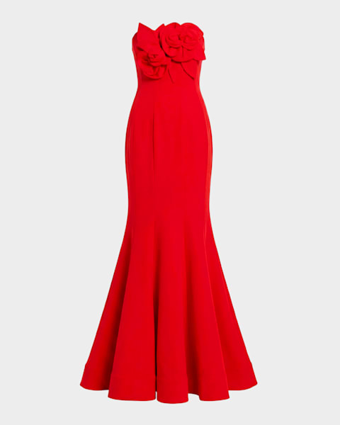 badgley mischka red strapless dress Badgley Mischka