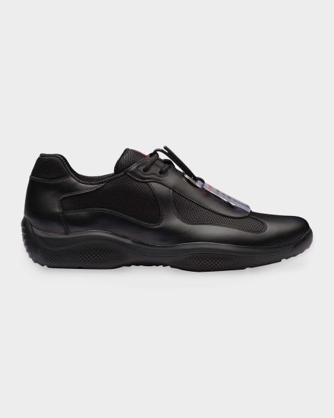 Prada Men's Prax 2.0 Leather Low-Top Sneakers | Neiman Marcus