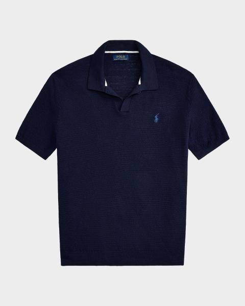 Casablanca Men's Monogram Jacquard Knit Polo Shirt | Neiman Marcus