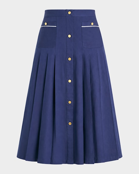 Jason Wu Collection Pleated Floral-Print Chiffon Midi Skirt