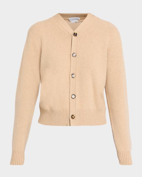 Bottega Veneta Knot-Button Boucle Knit Cardigan | Neiman Marcus