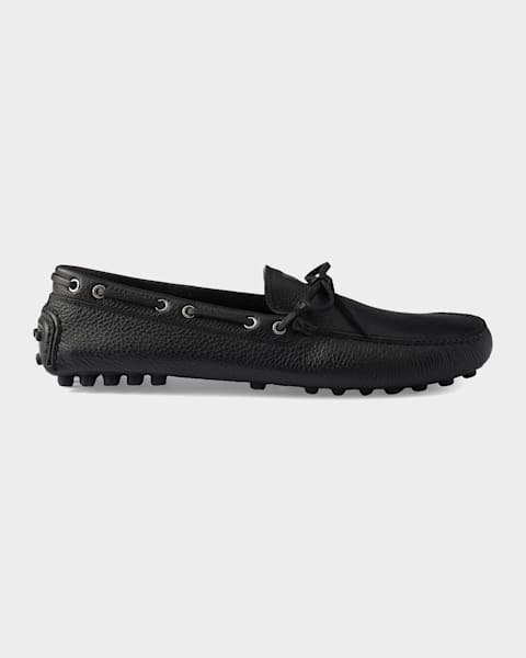 Prada Men's Shuffle Antiqued Leather Laced Shoes | Neiman Marcus