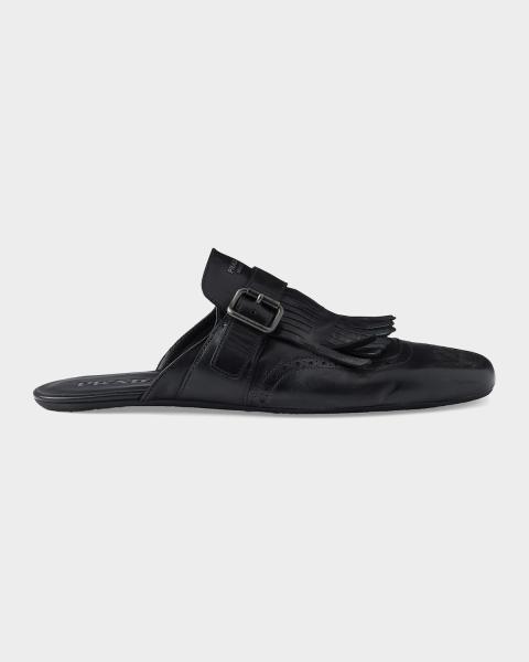 Prada Men's Leather Mules | Neiman Marcus