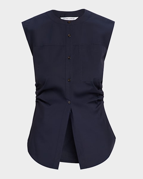 Dries Van Noten Clematis Striped Ruffle Cap-Sleeve Wrap Top