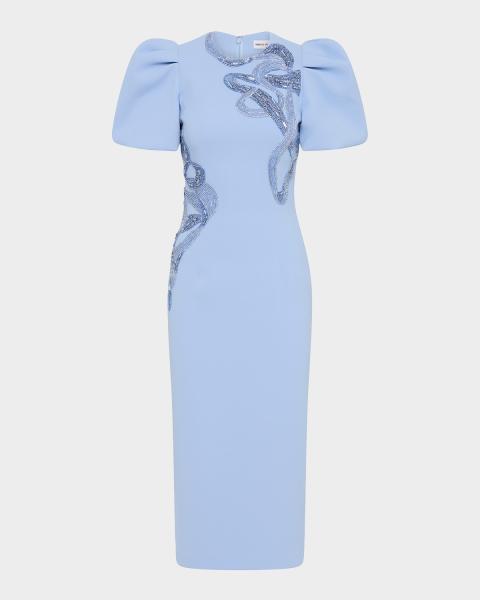 ganni blue knit dress Marl Mesh Ruched Crossover Midi mint green chiffon prom dresses