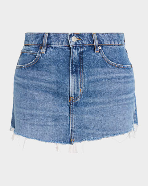Cinq a Sept Laney Pleated Denim Lace Mini Skirt | Neiman Marcus