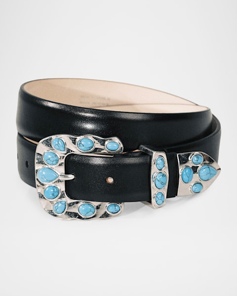 [新品]Dehanche HOLLYHOCK MIXED L ベルト Dehanche Hollyhock Mix Metal Leather Belt | Neiman Marcus