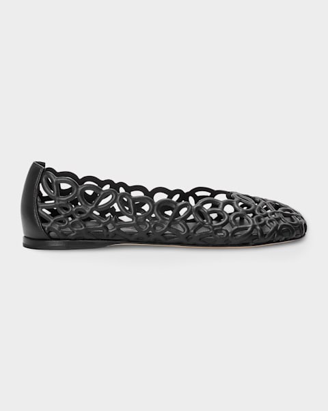 Tory Burch Minnie Travel Leather Ballet Flats | Neiman Marcus