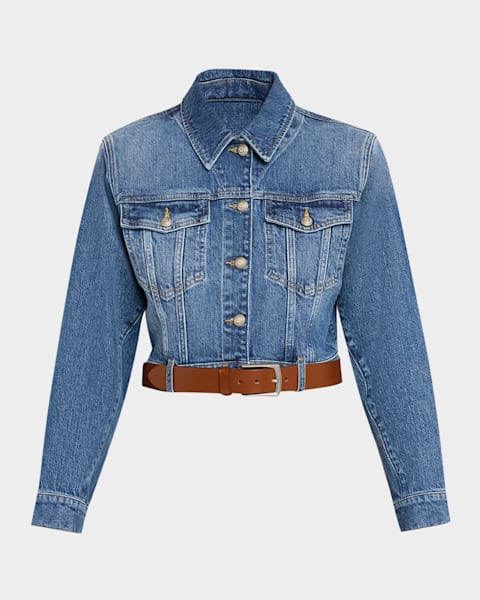Dries Van Noten Voly Ruffle-Collar Denim Zip Jacket | Neiman Marcus