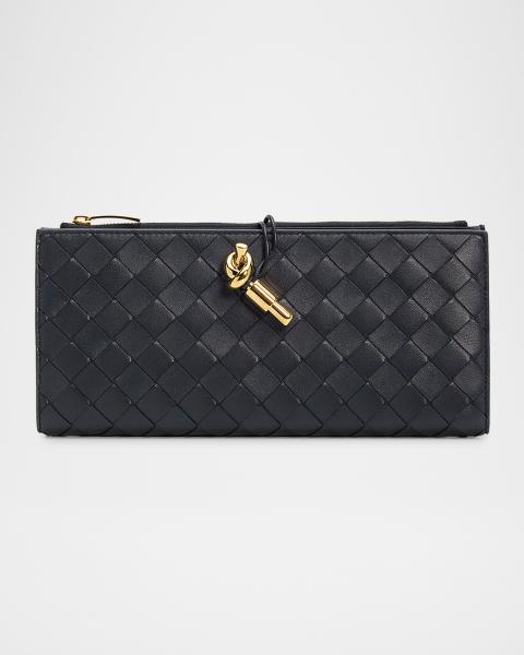 Bottega Veneta Intrecciato Zip-Around Wallet | Neiman Marcus