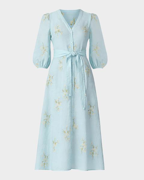 Shoshanna Bethany Belted Cotton Denim Midi Dress