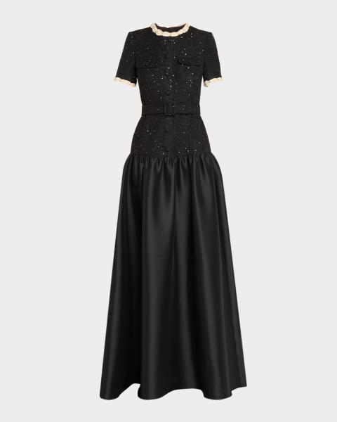 Aidan Mattox Draped Bonded Crepe Column Gown | Neiman Marcus