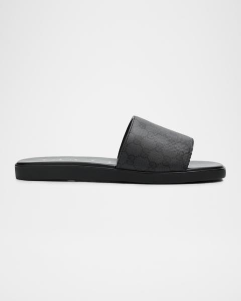 Gucci Men's Pursuit Trek Web Slide Sandals | Neiman Marcus