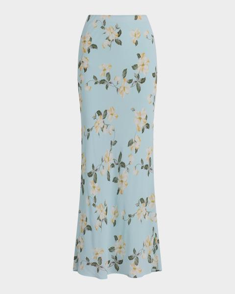 Pierre-Louis Mascia Printed A-Line Silk Midi Skirt | Neiman Marcus