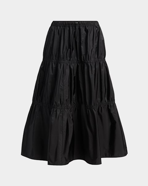 Max Mara Paggi Gathered Cotton Midi Skirt | Neiman Marcus