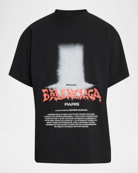 Balenciaga Men's Paris Moon Oversized T-Shirt | Neiman Marcus