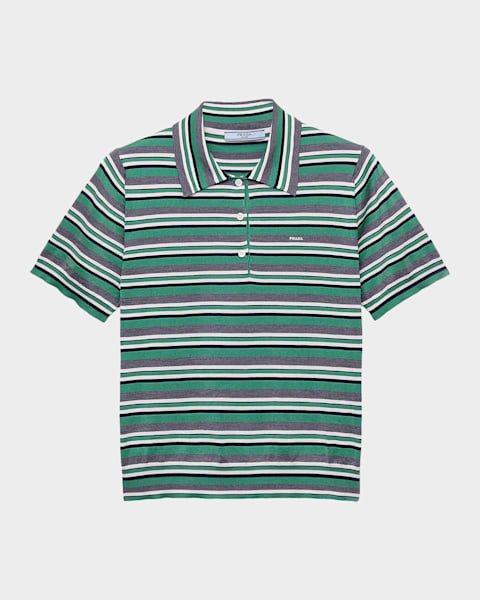 Prada Silk Knit Long-Sleeve Polo Shirt | Neiman Marcus