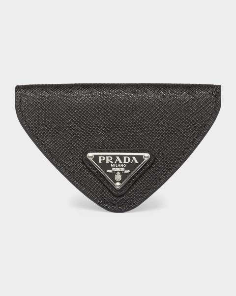 Prada Leather Card Case with Key Ring | Neiman Marcus