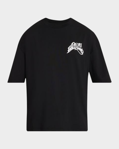 Amiri Men's Crystal-Embellished Logo Cotton T-Shirt | Neiman Marcus