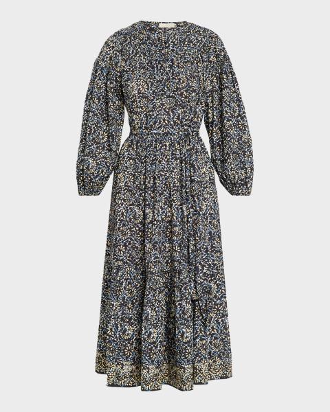 ulla johnson naia ruched floral-print stretch-jersey maxi dress Long-Sleeve Midi emerald green infinity dress