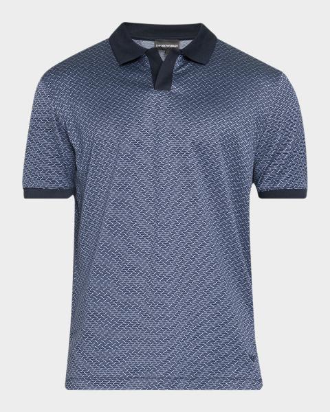 Emporio Armani Men's Textured Cotton Quarter-Zip Polo Shirt