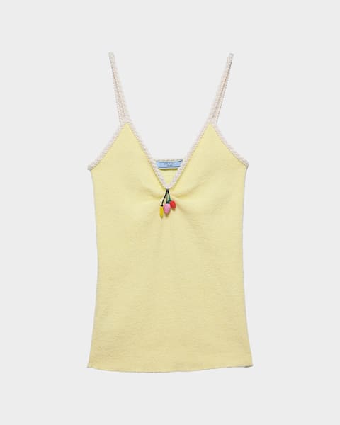 Prada Lace-Embroidered Linen Top | Neiman Marcus