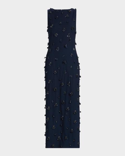 siedrés tallula bow-embellished cotton lace maxi dress Beau | ECRU Embellished Crew-Neck With Draped Detail Flower embellished sheer maxi Sevya Handmade | Blue Color:Lyon Floral classic styles
