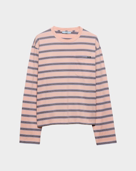 Prada Long-Sleeve Striped Cotton T-Shirt | Neiman Marcus