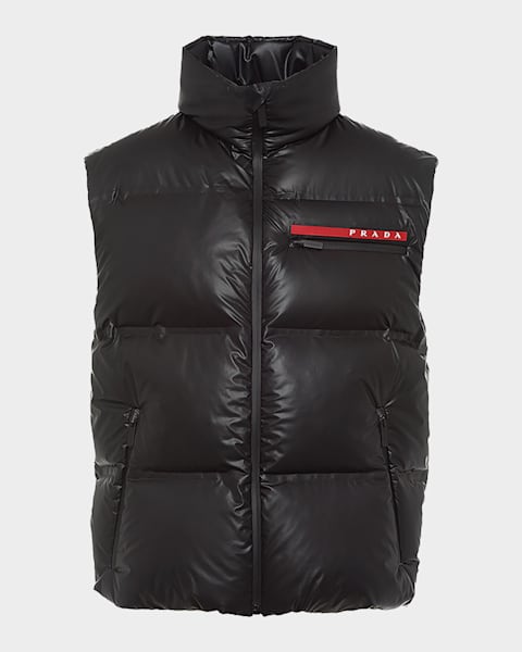 Prada Men's Wool-Cashmere Hooded Zip Vest | Neiman Marcus