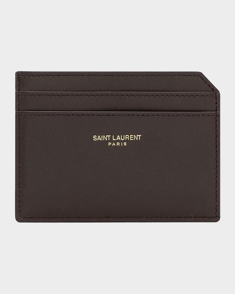 Saint Laurent Men's YSL Monogram Leather Card Case | Neiman Marcus