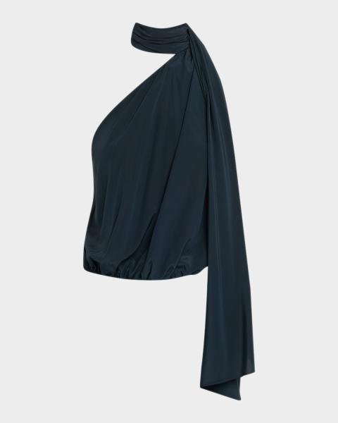 トップス OMMO SATIN DRAPE TANK TOP BLACK Black draped tank top