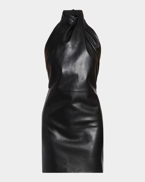 Balmain Belted Strapless Leather Mini Bustier Dress