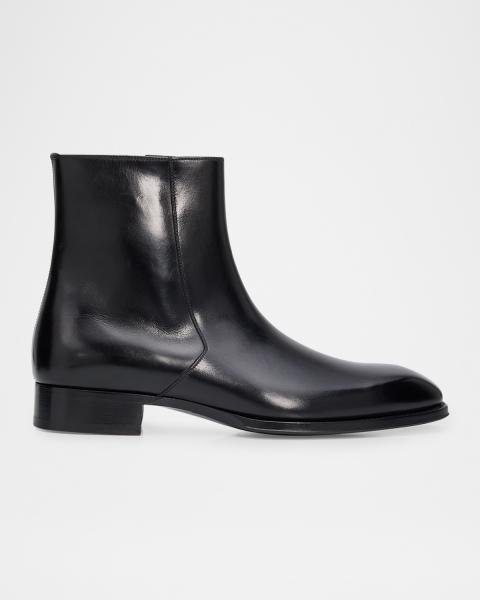 TOM FORD Men's Burnished Leather Chelsea Boots | Neiman Marcus