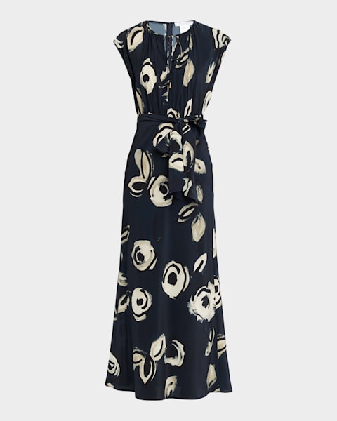 max mara dresses | Woman - Dress in printed chiffon - Black lined model Max Mara Shell-Print Trapeze Silk