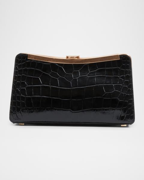 SIMKHAI Bridget Metal Oyster Shell Clutch Bag | Neiman Marcus
