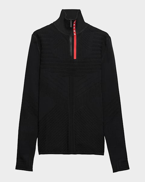 BURBERRY ブラック ハーフジップM 値下げ交渉受けます！ Burberry Men's Check Trim Wool Half-Zip Sweater | Neiman Marcus