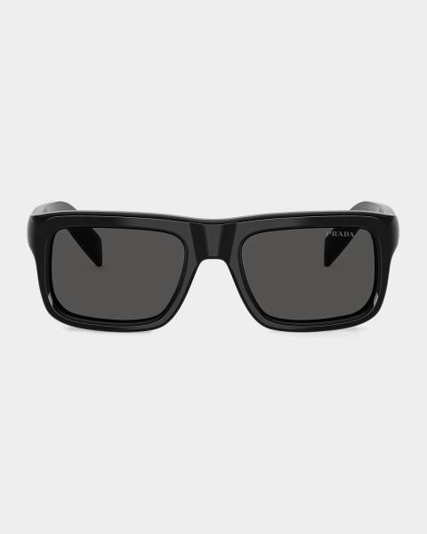 Men's Triangle Logo Bicolor Rectangle Sunglasses | Neiman Marcus