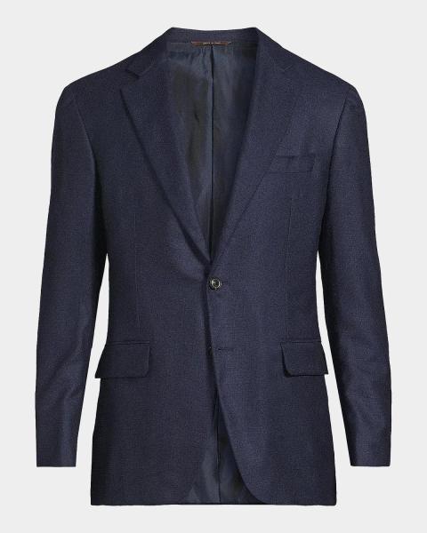 dunhill Men's Wool and Linen Tattersall Check Single-Breasted