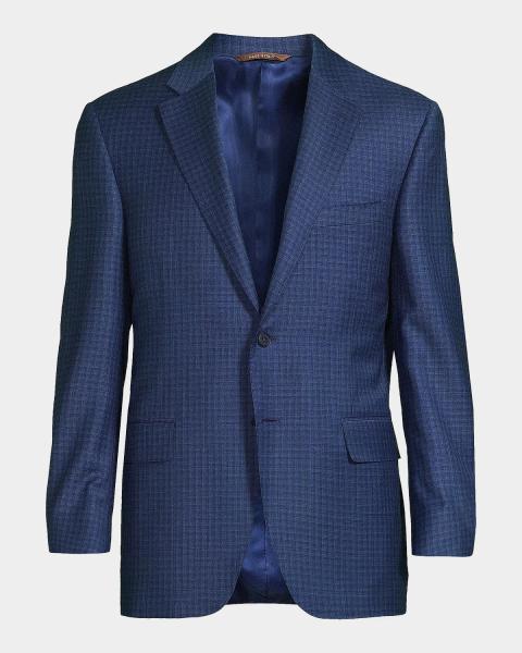 dunhill Men's Wool and Linen Tattersall Check Single-Breasted