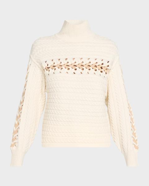 Balenciaga Furry All Over Mock-Neck Logo Sweater | Neiman Marcus