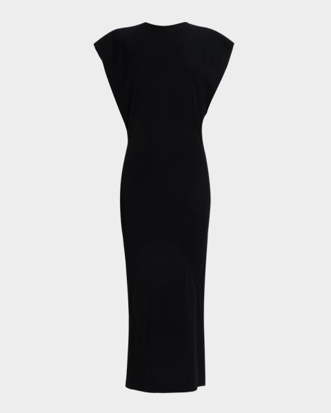 Akris punto Sleeveless Viscose Jersey Back-Cutout Midi Dress, Black, Women's, 10