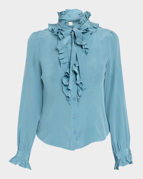 Ulla Johnson Azrou Floral Long-Sleeve Ruffle Blouse | Neiman Marcus