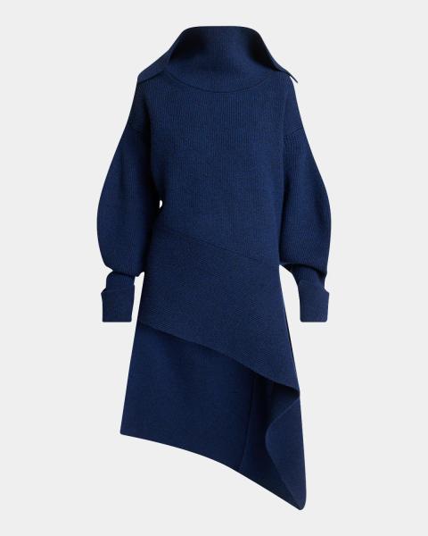 theory knit dresses Cashmere-Wool Ribbed Sweater Dress back zipper