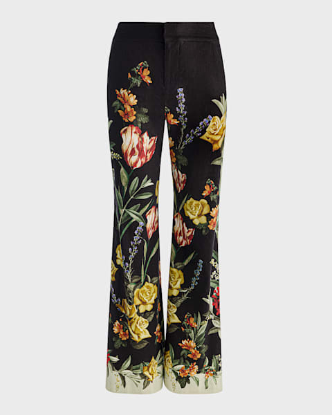 Dries Van Noten Paxy Floral Jacquard Metallic Pants | Neiman Marcus