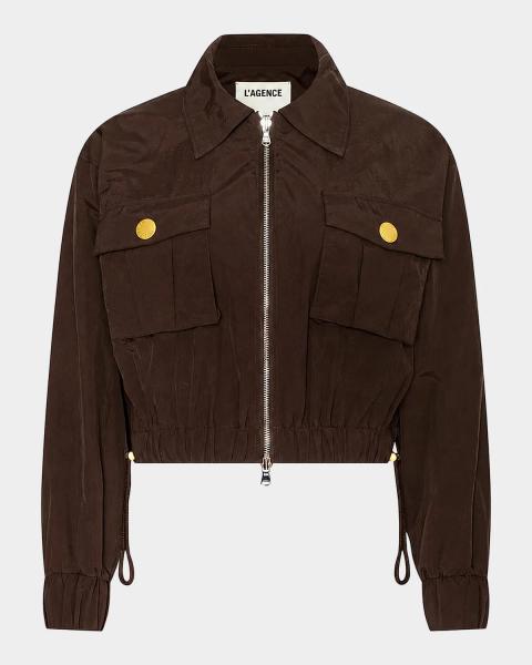 Prada Leather Collar Old Canvas Oversized Jacket | Neiman Marcus