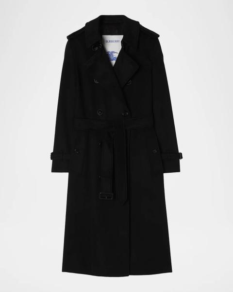 Fleurette Margaux Mid-Length Wool Coat with Leather Trim | Neiman